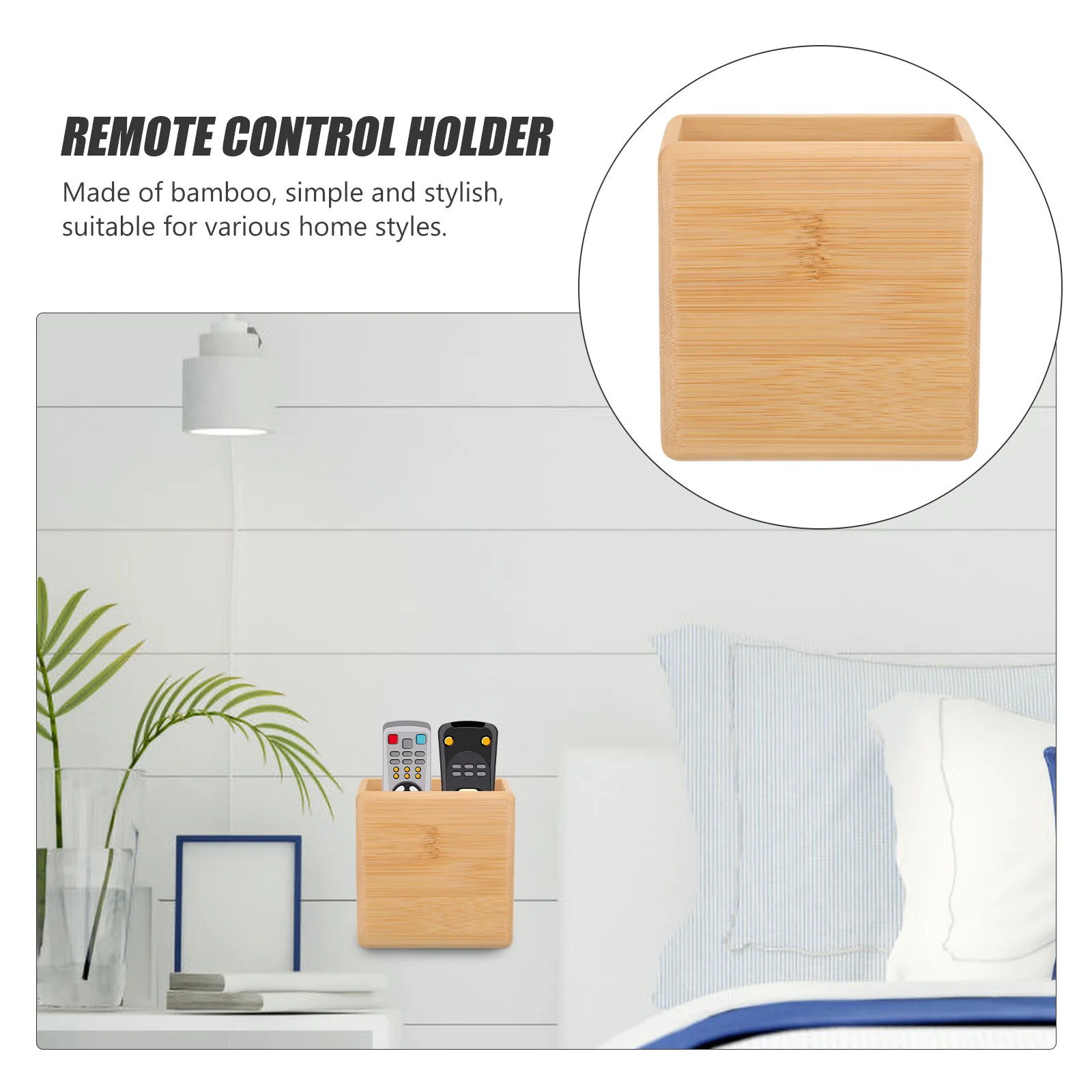 Remote Control Wall Storage Box Rack Bracket Holder Air Conditioner Controller Wooden Bamboo Self Adhesive Case for Home