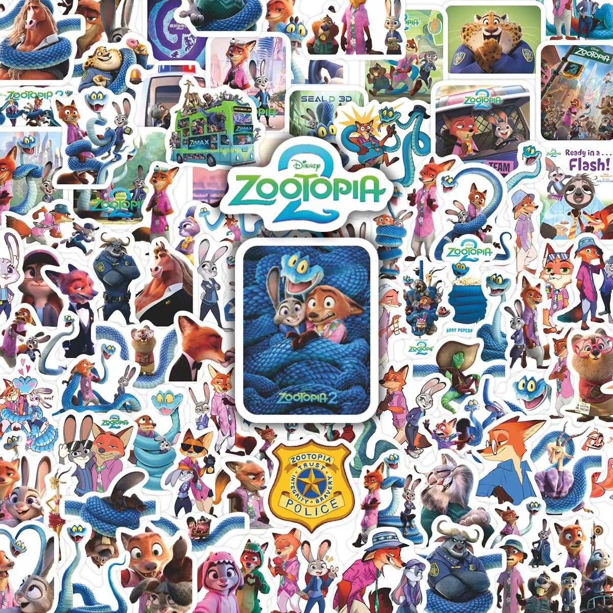 

100pcs Disney Judy Hopps Cartoon Stickers Kawaii Anime Nick Wilde Graffiti Decals Stickers Luggage Laptop Sticker Toys Gifts