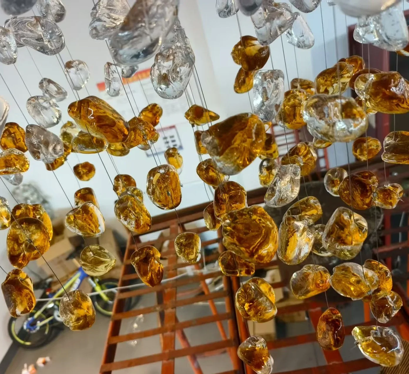 Modern Luxury Led Glass Crystal Stone  Lighting Custom  Light Ceiling  Fixture for Villa