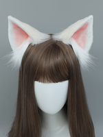 Girl Cosplay Costume Accessories White Pink Cat Ear Headwear Cute Adjustable Headdress Unisex Lolita Headband Holiday Party Prop