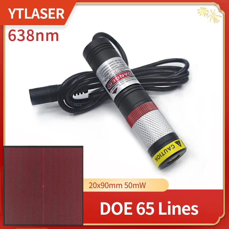 

DOE Red 65 Lines Waterproof D20X90mm Focusable 638nm 50mW Laser Module for Cutting Positioning