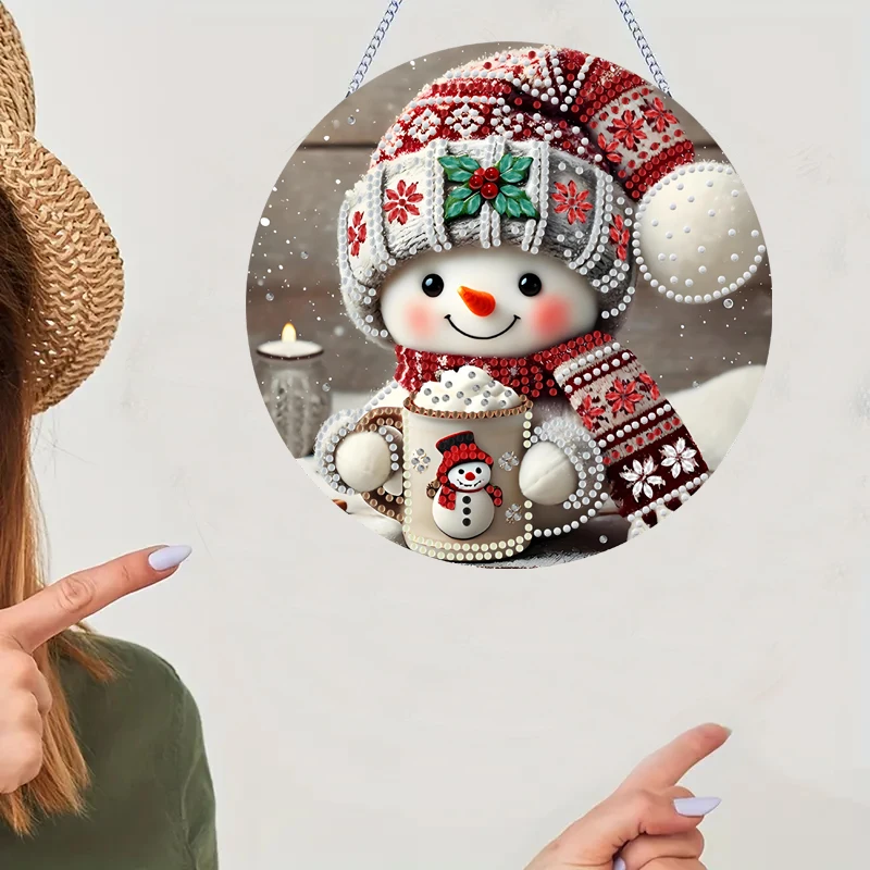 1PCS diamond Painting Christmas Snowman Odd-shaped DiamondsAcrylic Material House Plate Art Pendant DIY Handicraft Dot Drill