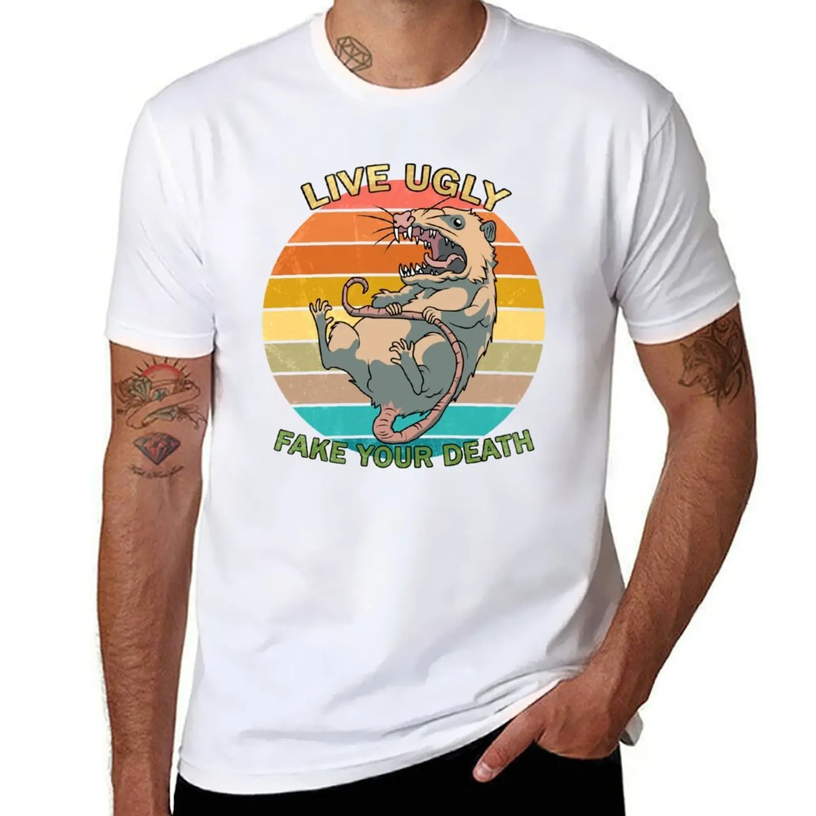 

Possum - live ugly fake your death T-Shirt black cotton t-shirt plain for man package cotton t shirts high quality T-Shirt