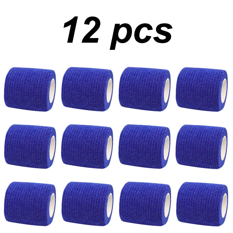 1/6/12/24/32/48pcs Dark Blue Self Adhesive Elastic Bandage Nonwove Wrap Tape for Sports Knee Finger Fixing Finger Tattoo