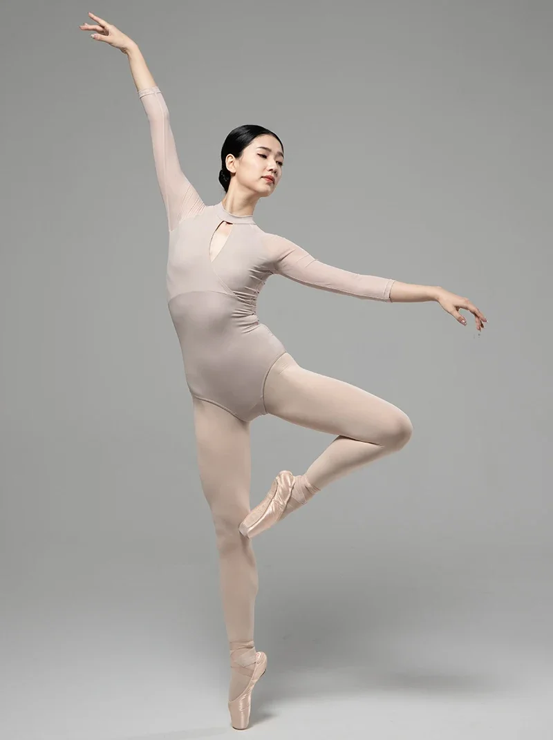 ملابس رقص الباليه للنساء ، كم طويل ، ممارسة الكبار ، ممارسة الجمباز الأنيقة ، جودة عالية
