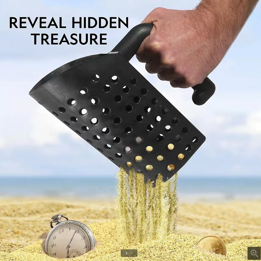 Heavy Duty Sand Scoop for Metal Detecting - Beach Screen Treasure Hunts, Sand Shovels, Metal Detector Detection Accessories