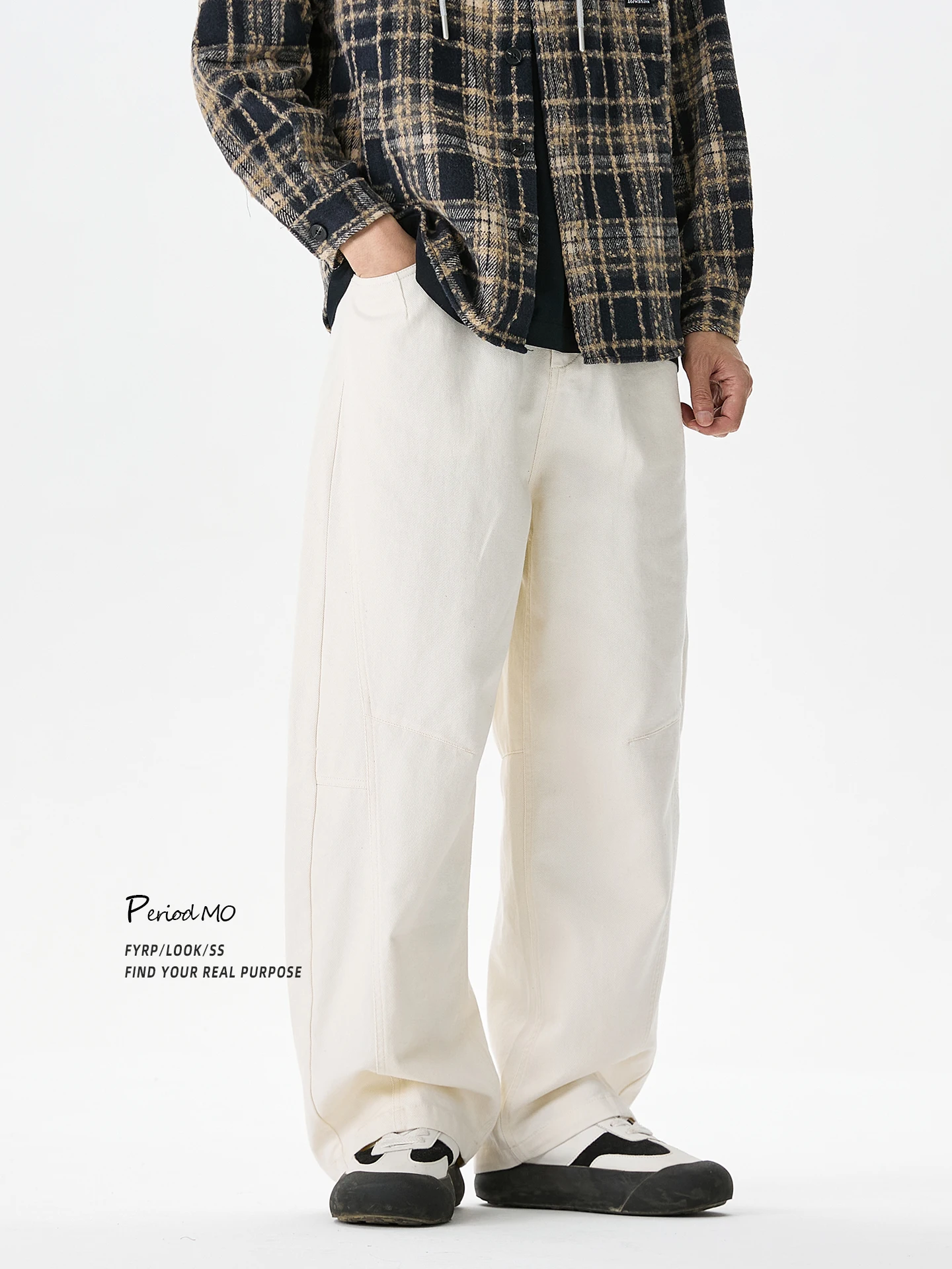 

Waed Pure Cotton Wide Leg Knife Pants Casual Workwear Trousers Men's Trendy Brand Spring Autumn Loose Straight Casual Work ...