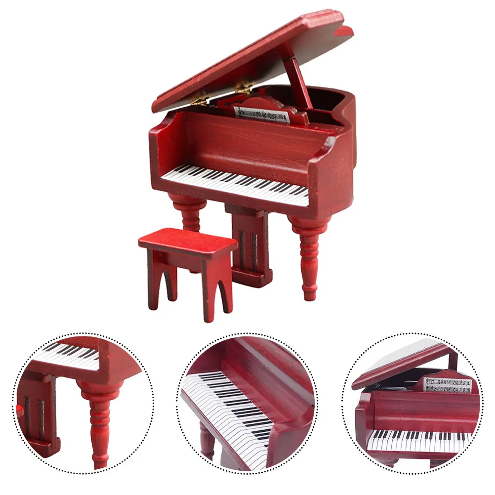 

Mini Piano Wooden Small Instrument Decoration for Mini House Interior Scene Layout Miniature Piano Ornament House Decor