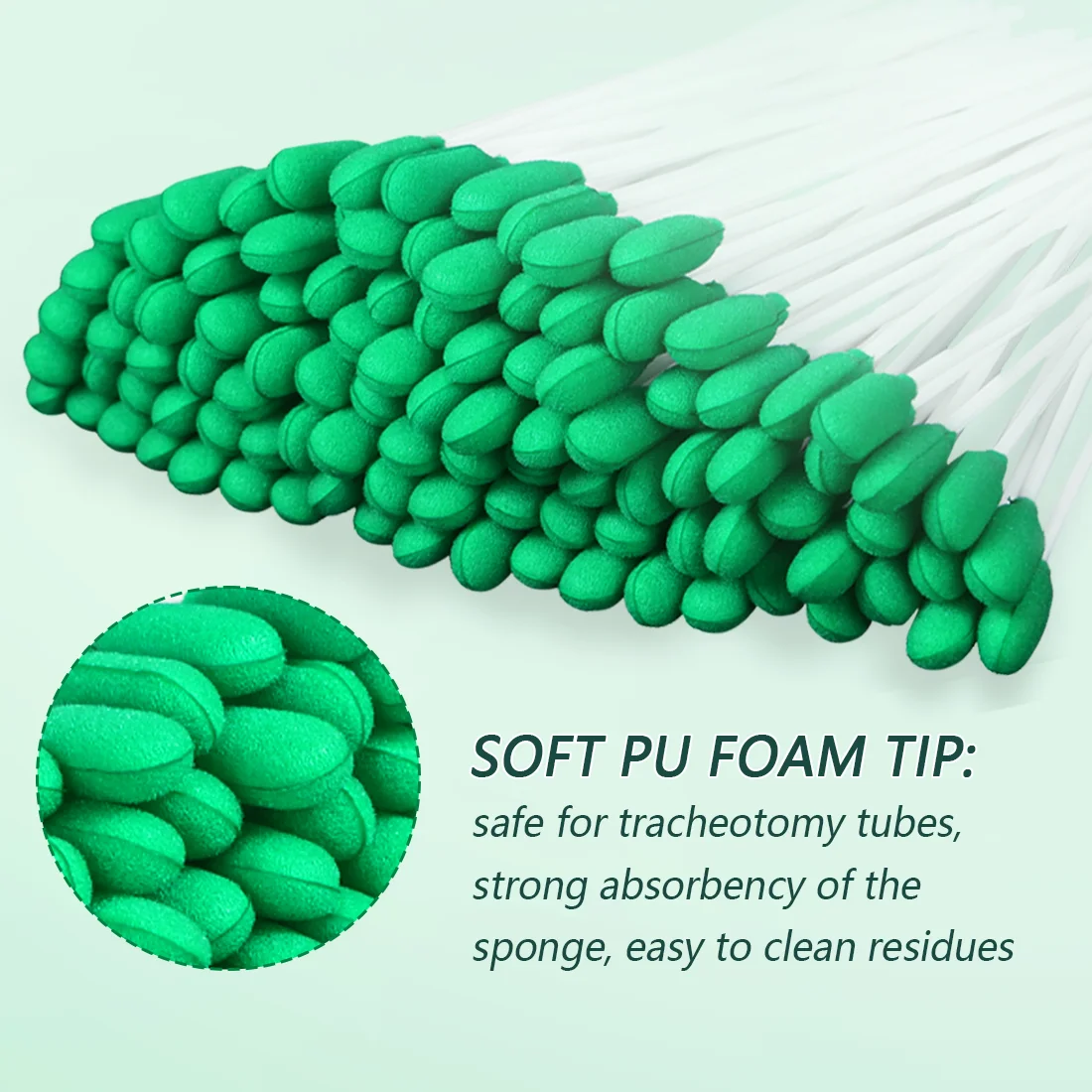 Ehucon Absorbent Trache-Tube Cleaning Swab Disposable Tracheostomy Cleaning Brushes Sponge Care Stick for Tracheostomy Supplies