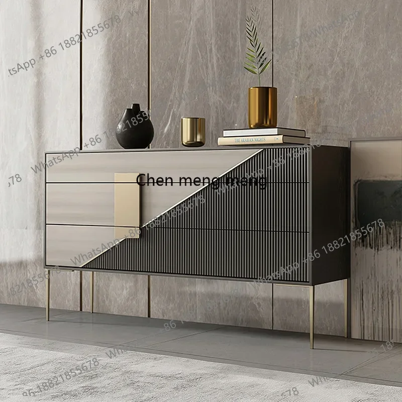M138Italian-style bucket cabinet light luxury door cabinet living room bedroom three-bucket cabinet solid wood partition storag
