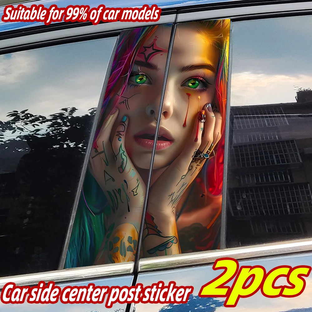 

Funny Graffiti Girl Car Stickers Car B-pillar Vinyl Decals Waterproof Auto Center Pillar Sticker Cover Scratches Vehicle Decors