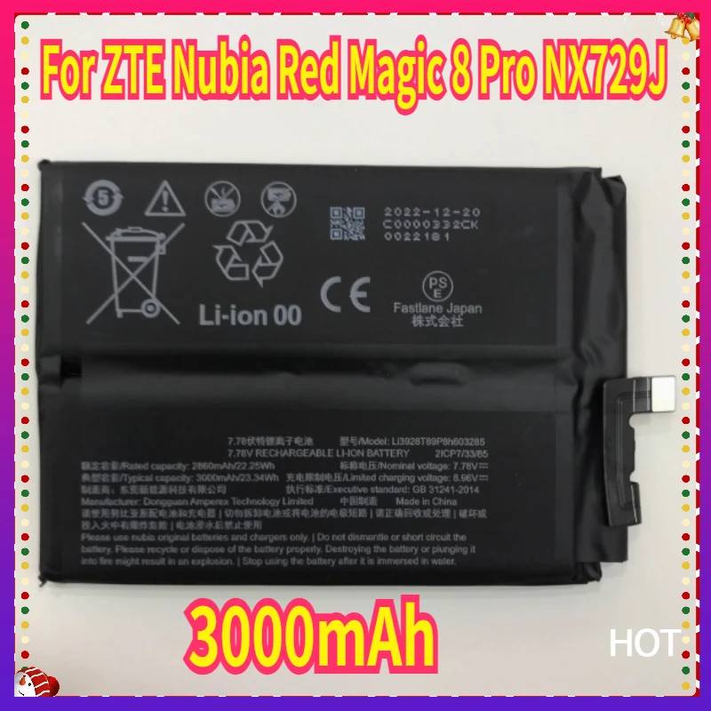 New 3000mAh Li3928T89P8h603285 Battery for ZTE Nubia Red Magic 8 Pro 8Pro NX729J Mobile Phone Batteries