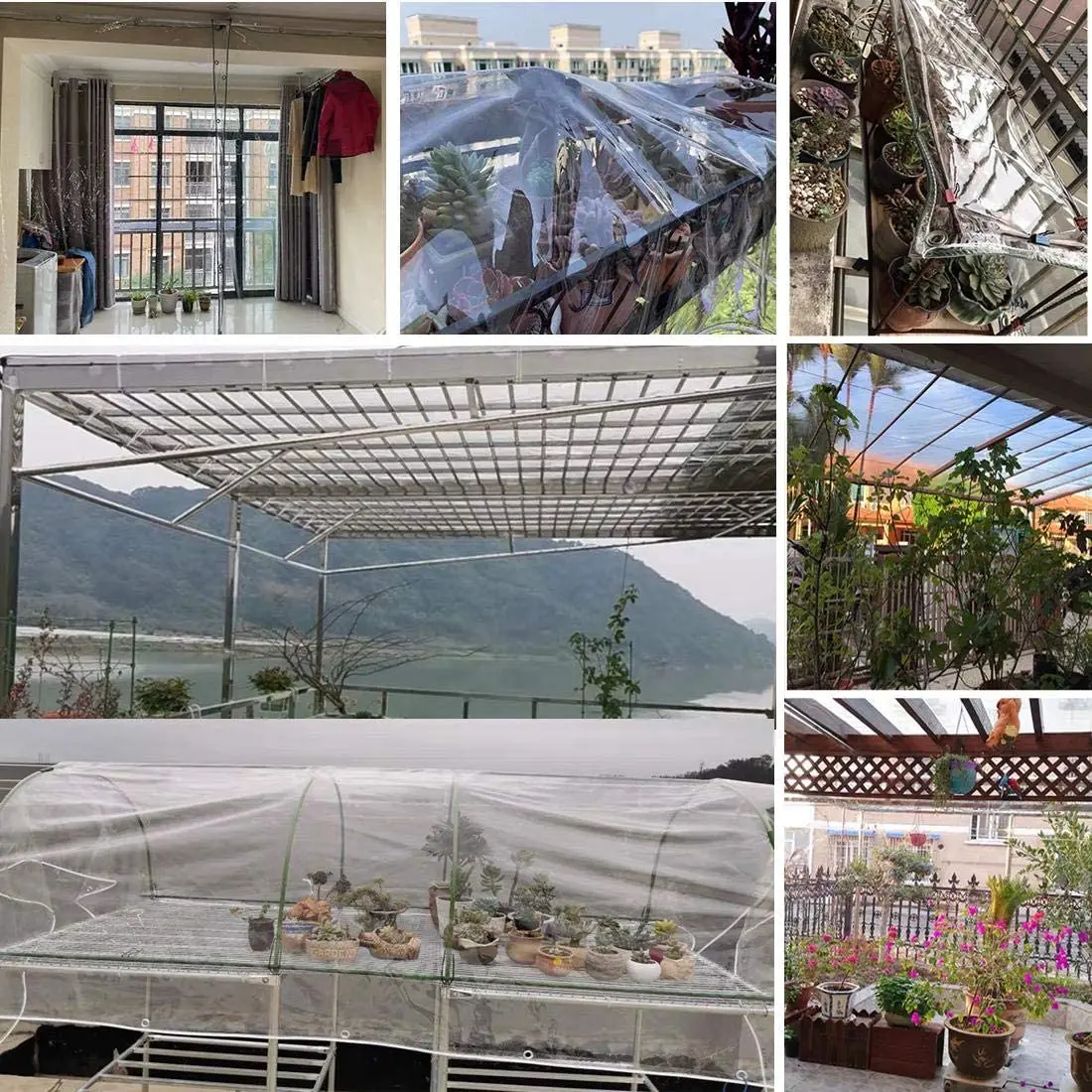 Waterproof Transparent PVC Tarpaulin With Eyelets Weatherproof Foldable 0.35mm Rain Cover Garden Furniture Plants Greenhouse Pet