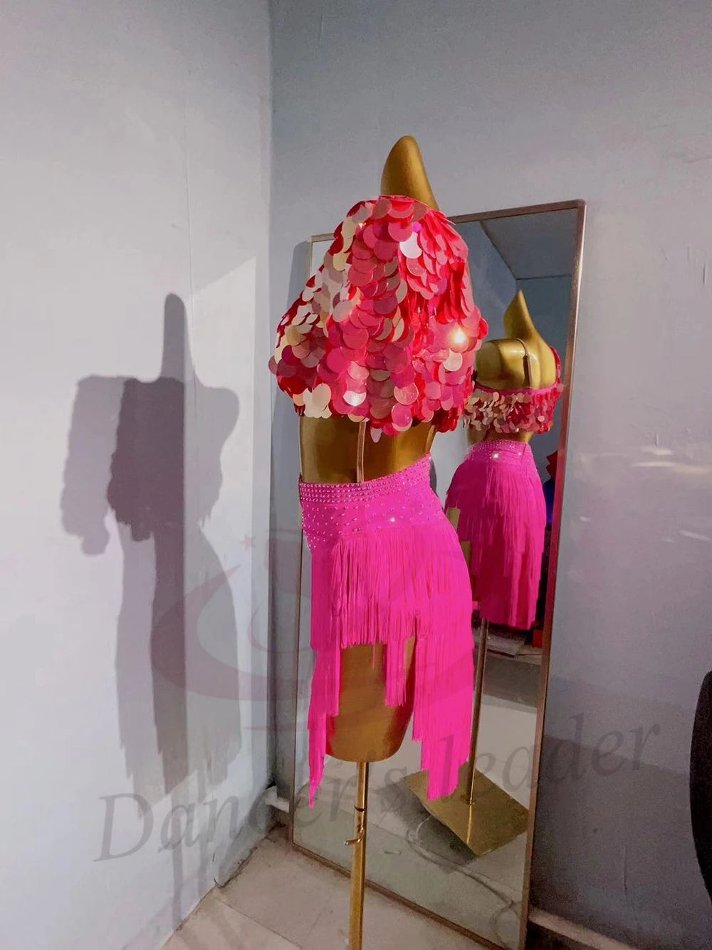 Vestido infantil adulto de dança latina ab pedra high-end personalizado lantejoulas borla vestido cha cha tango roupas femininas