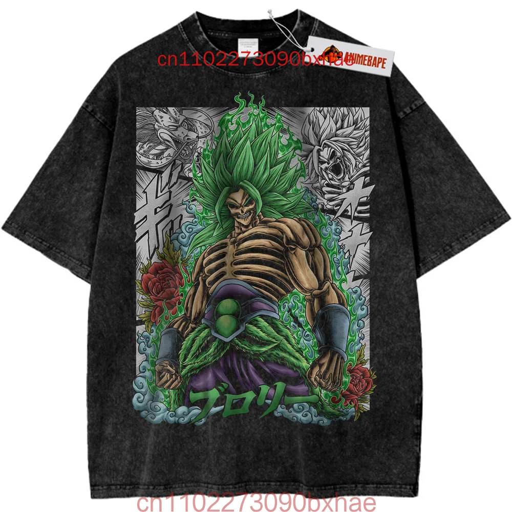 

New Halloween Men's T-Shirt Dragon Ball Goku Washed Retro Couple Wear Short Sleeve Sports Comfortable Short Sleeve T-Shirt