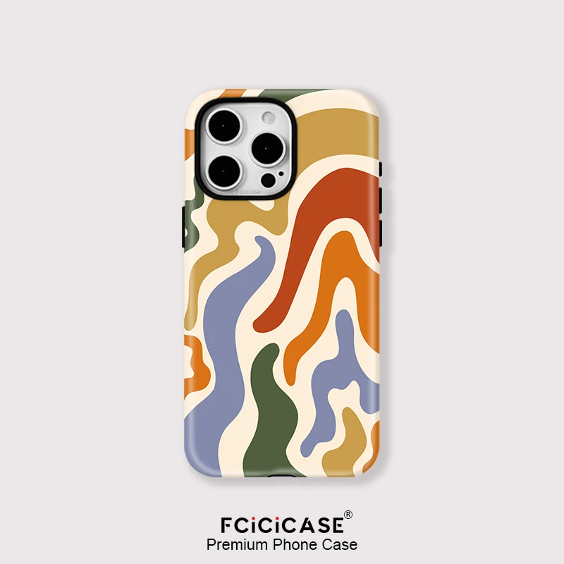 Fcicicase Hülle für iPhone 11, 12, 13, 14, 15, 16 Pro Max Plus Streifenmalerei für Magsafe Matte magnetische kabellose Ladeabdeckung