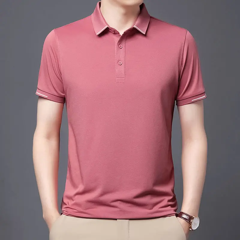 Fashion Men Short Sleeve Solid Polo Shirts Summer New Quick Dry Breathable Male Clothes Business Daily Casual Lapel Loose Tops