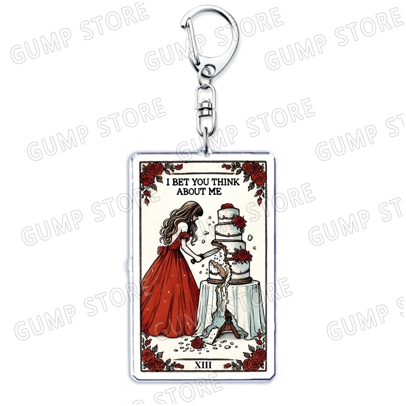 Aesthetic Stamps Keychains for Accessories The Life of A Showgirl Reputation Folklore 1989 Keyrings Jewelry Fans Friends Gifts view 2