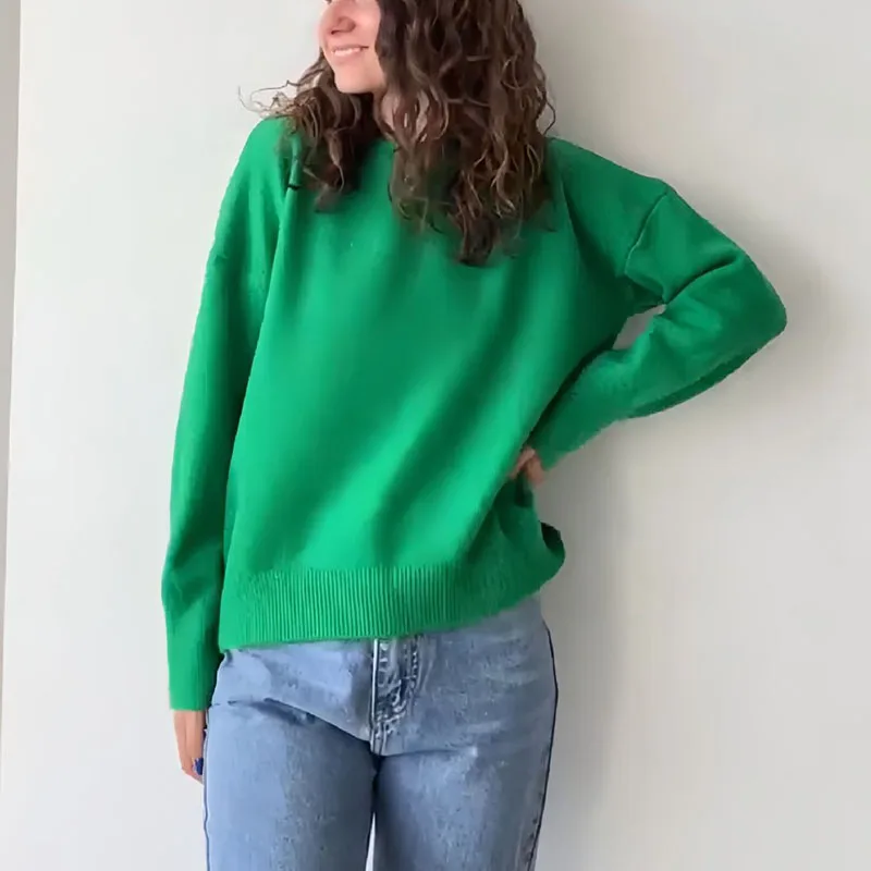 Autumn Winter Women's Top Korean Women's High-Neck Pullover Women's Sweater 2025 New Style Loose Laid-Back Knitted Sweater
