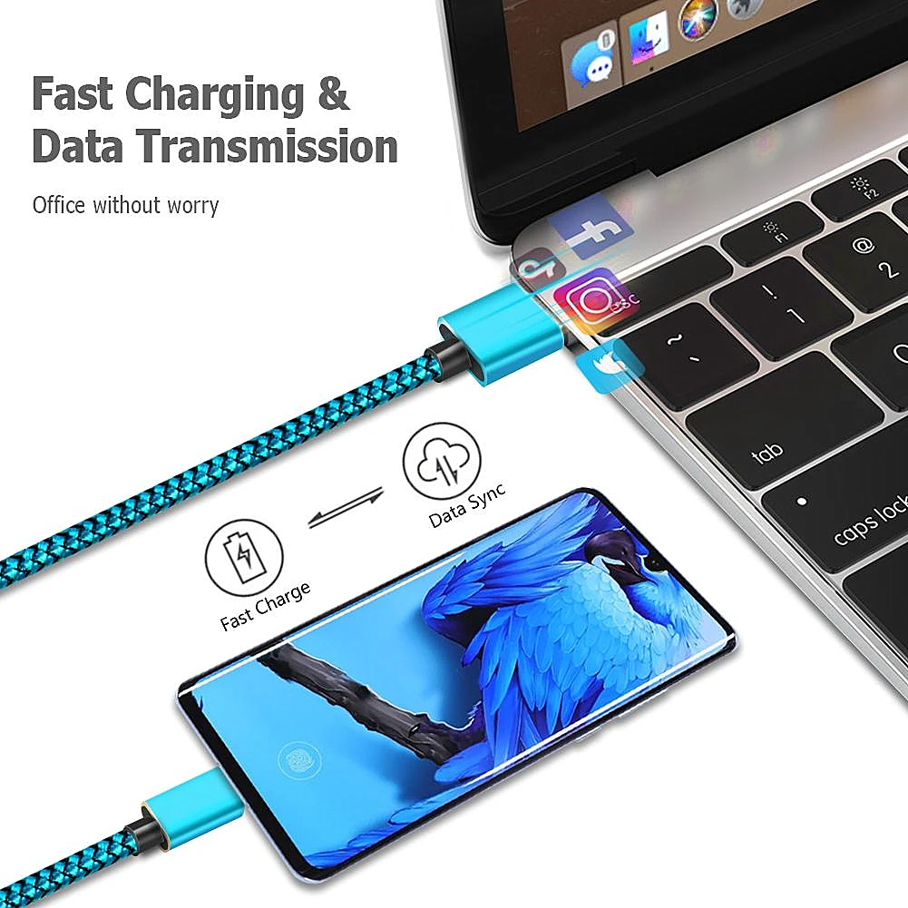 For Samsung galaxy feel 2 A51 A71 A30S A21S A40 A50 A70 A20 S8 Phone USB type C Cable Data Charger Cord 1M 2M Fast Charging Wire