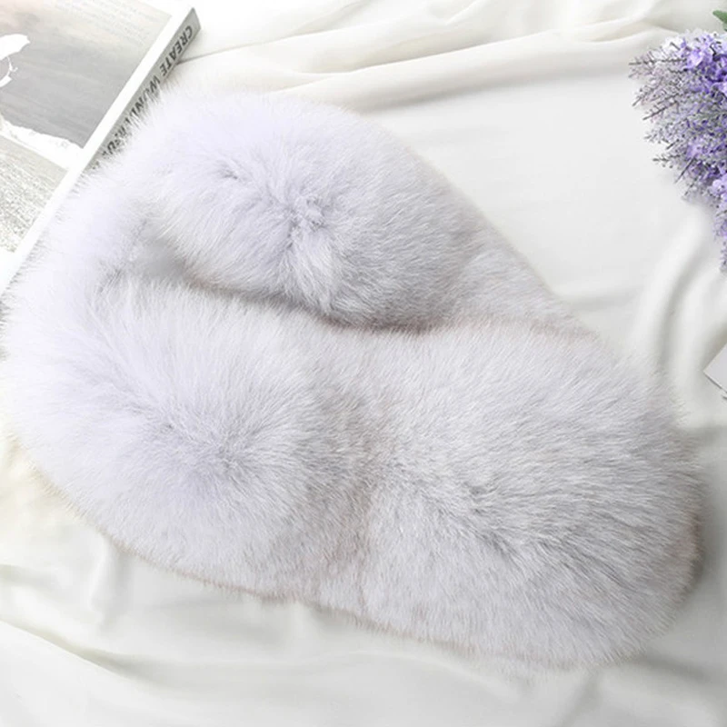 Winter Genuine Fox Fur Scarf Warm Wrap Real Fur Collar Decorate Luxury 100% Natural Silver Fox Scarves Women's Long Shawl Unisex