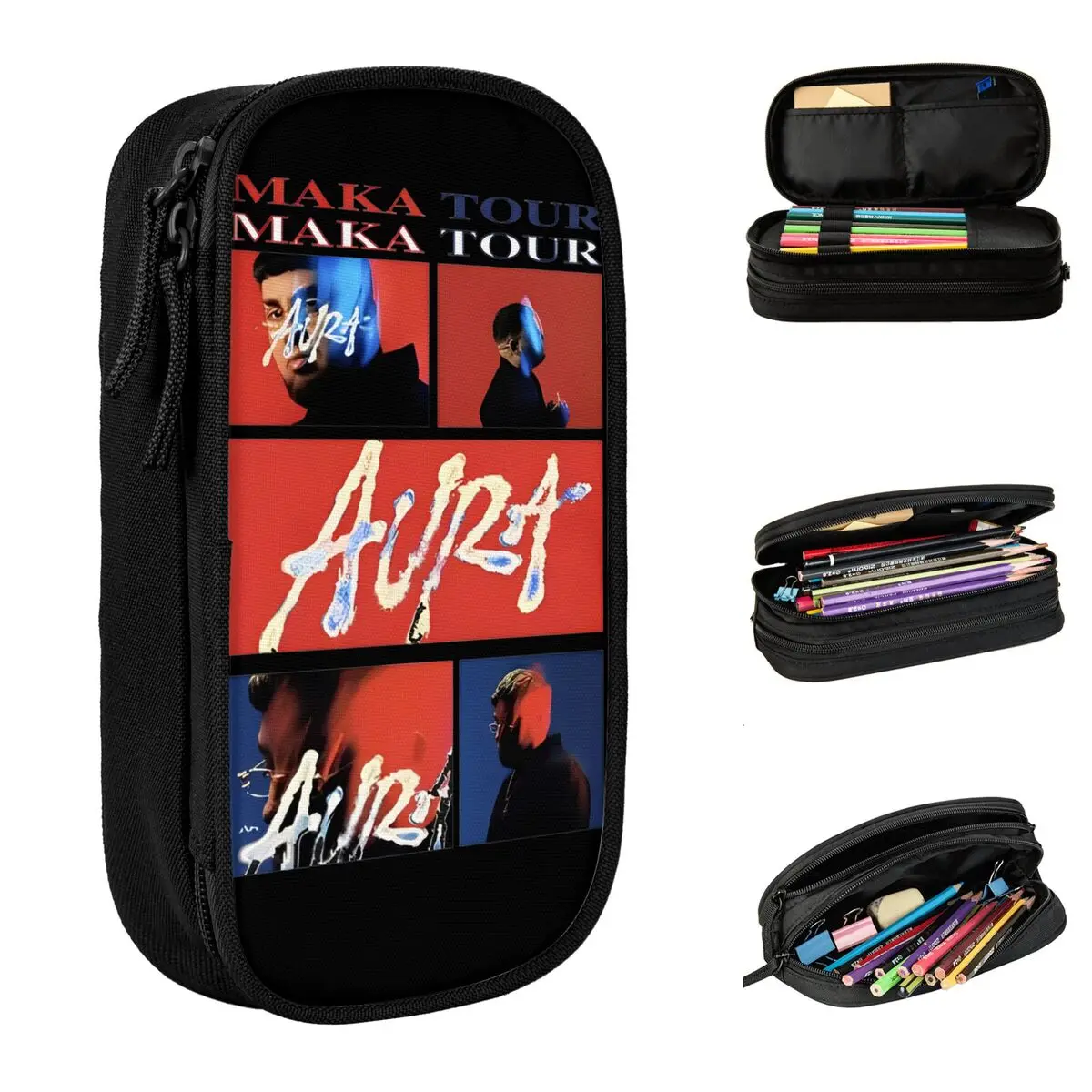 

Rapper Maka Aura 2025 Tour Pencil Cases New Pen Box Pencil Bags Girls Boys Big Capacity School Supplies Cosmetic Pencilcases