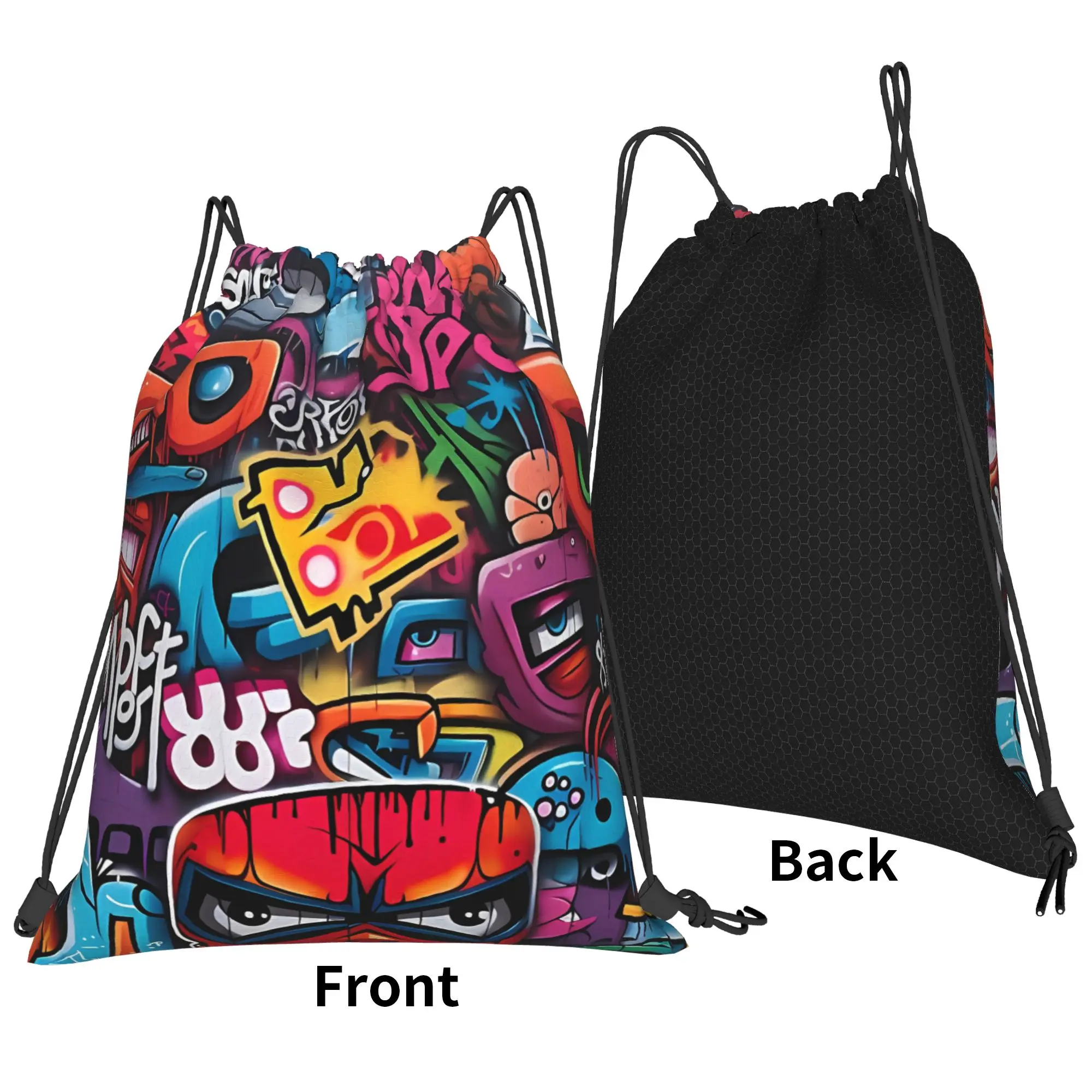 Y2K urban art Graffiti Portable Travel Riding Gym Drawstring cool gift Storage Backpacks