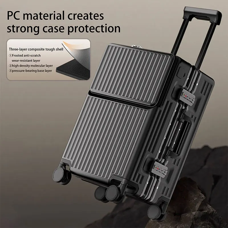 BunnyFly Trolley Case With Wheels Boarding Box 20/24 inch Travel Suitcase Large Size Luggage Men Carry-On Luggage Laptop Bag