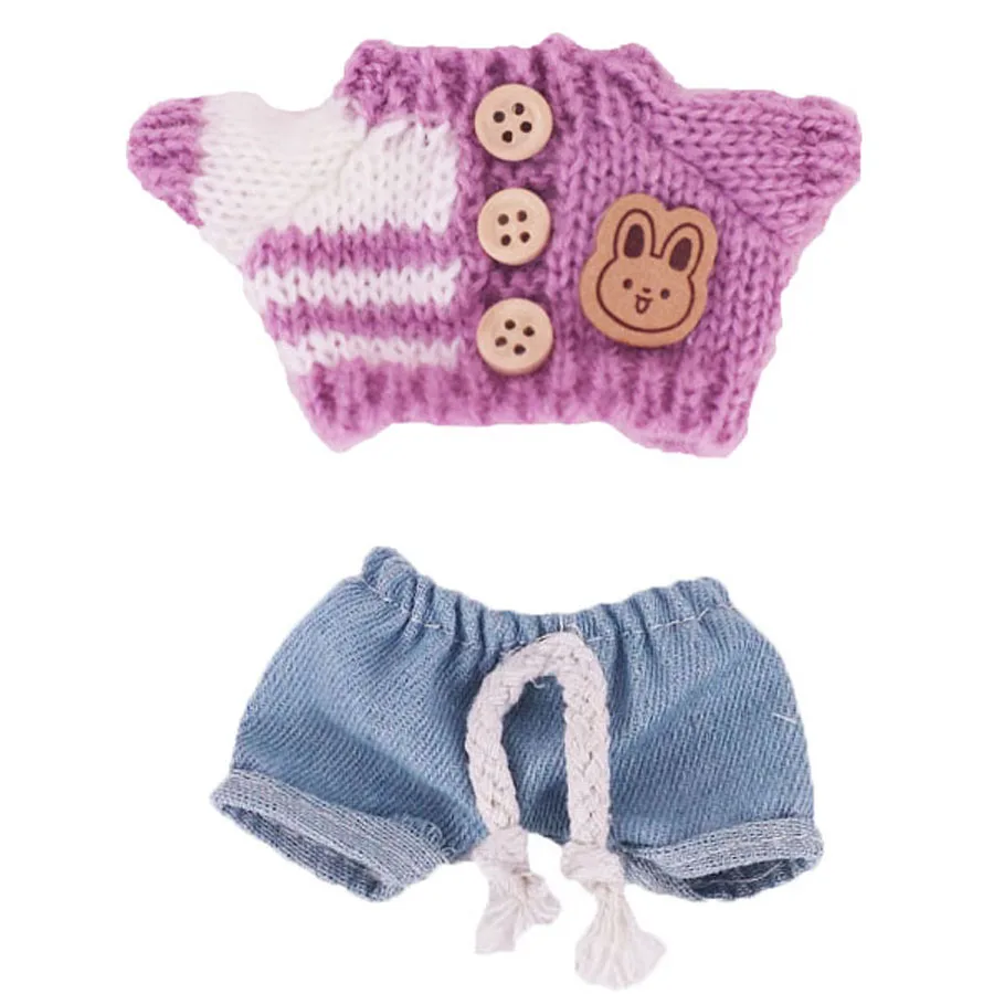 Puppe Pullover Hosen Schuhe Set für Labubu Kleidung 17cm Puppenzubehör, Spielzeug für Mädchen, Weihnachtsfest Geburtstagsgeschenk