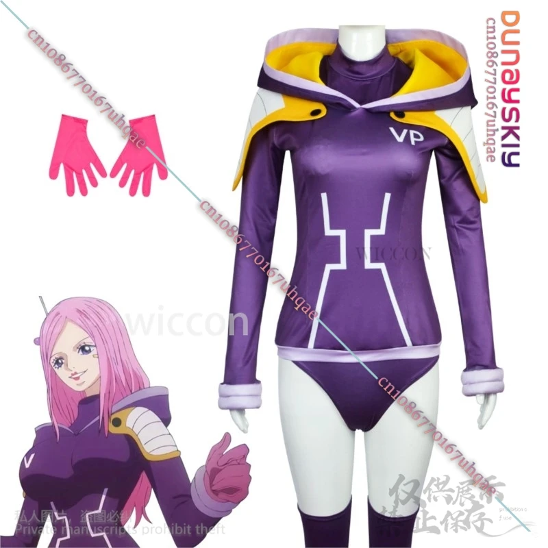 Anime Turtle Island Cosplay Jewelry Bonney Costume Purple Hooded Tops Shorts Uniform Wig Woman Sexy Party Christmas Customized