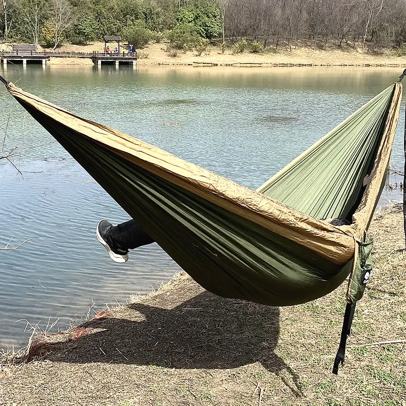 

210T гамак из нейлонового материала, высокое качество, прочный, безопасный, для взрослых, для кемпинга, в помещении, для пеших прогулок, приключений, на пляже, для отдыха