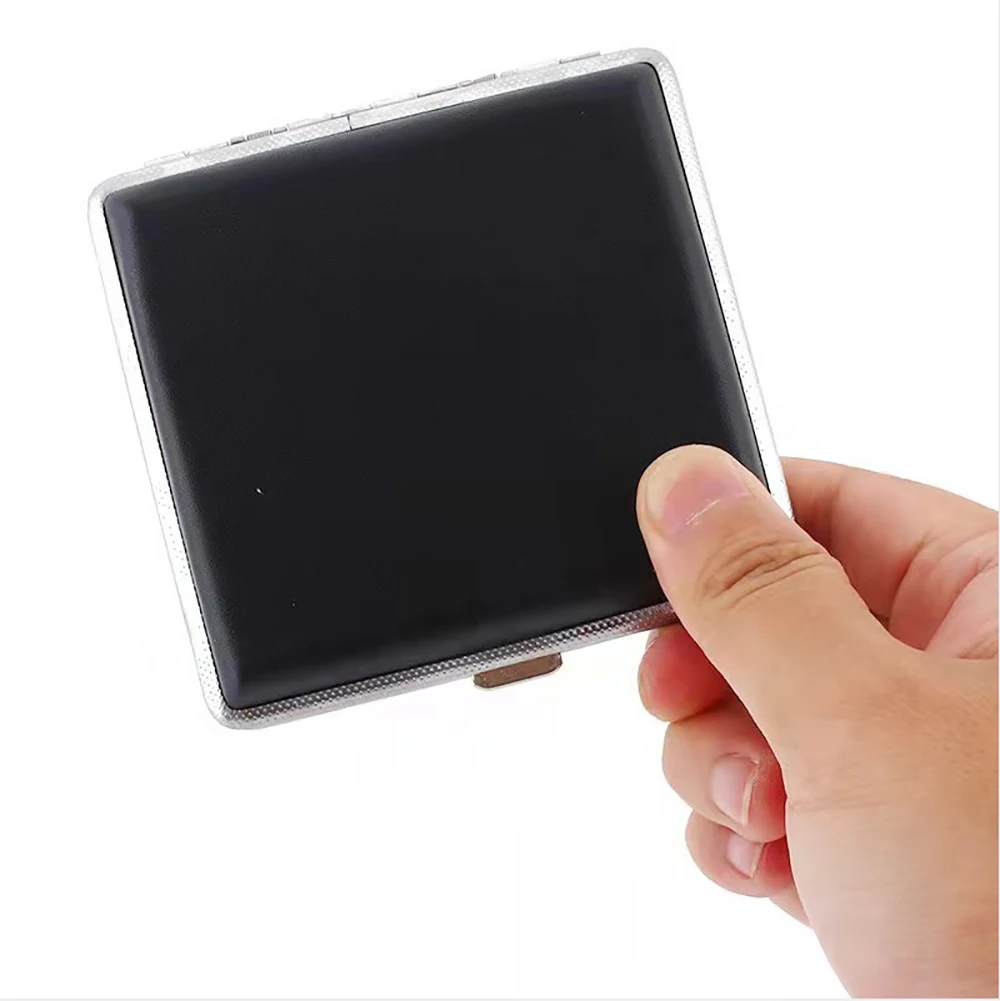 Capa de armazenamento para cigarro, 20 varas, presente para homens, caixa de cigarro de couro, metal, couro, acessórios para fumar