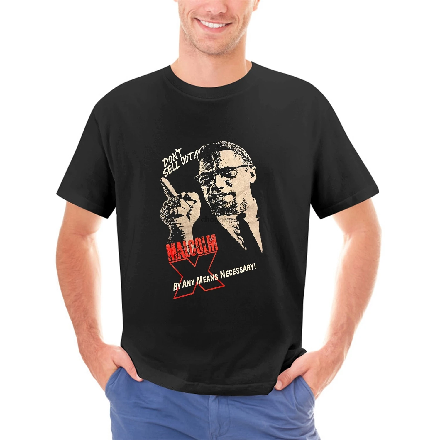 Vintage 90s Malcom X By Any Means Necessary Dont Sell Out T shirt