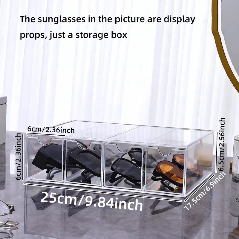 Brillen-Aufbewahrungsbox für Zuhause, transparente Schublade, mehrteiliger Organizer für Sonnenbrillen, Acryl-Mehrschicht-Displayständer – Detail 8