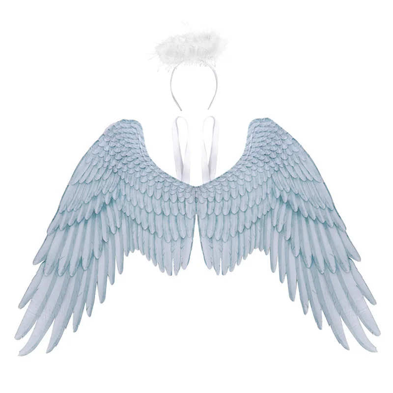 2pcs/set Halloween Angel Devil Big Wings with Hair Hoops 3D Angel Wings Halloween Theme Party Cosplay Costume Stage Performance