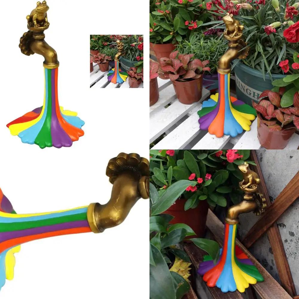 

Лягушка из смолы с радужным садовым орнаментом - декоративная статуя животного для патио на открытом воздухе