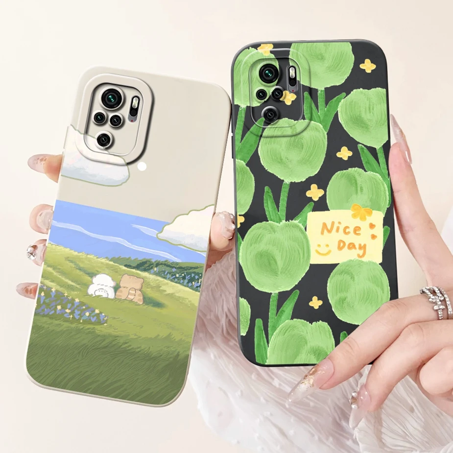 For Xiaomi Redmi Note 10 4G Case Note 10S Fashion Candy Painted Cover Soft Silicone Case For Redmi Note 10 Pro Max Note10 S Bags