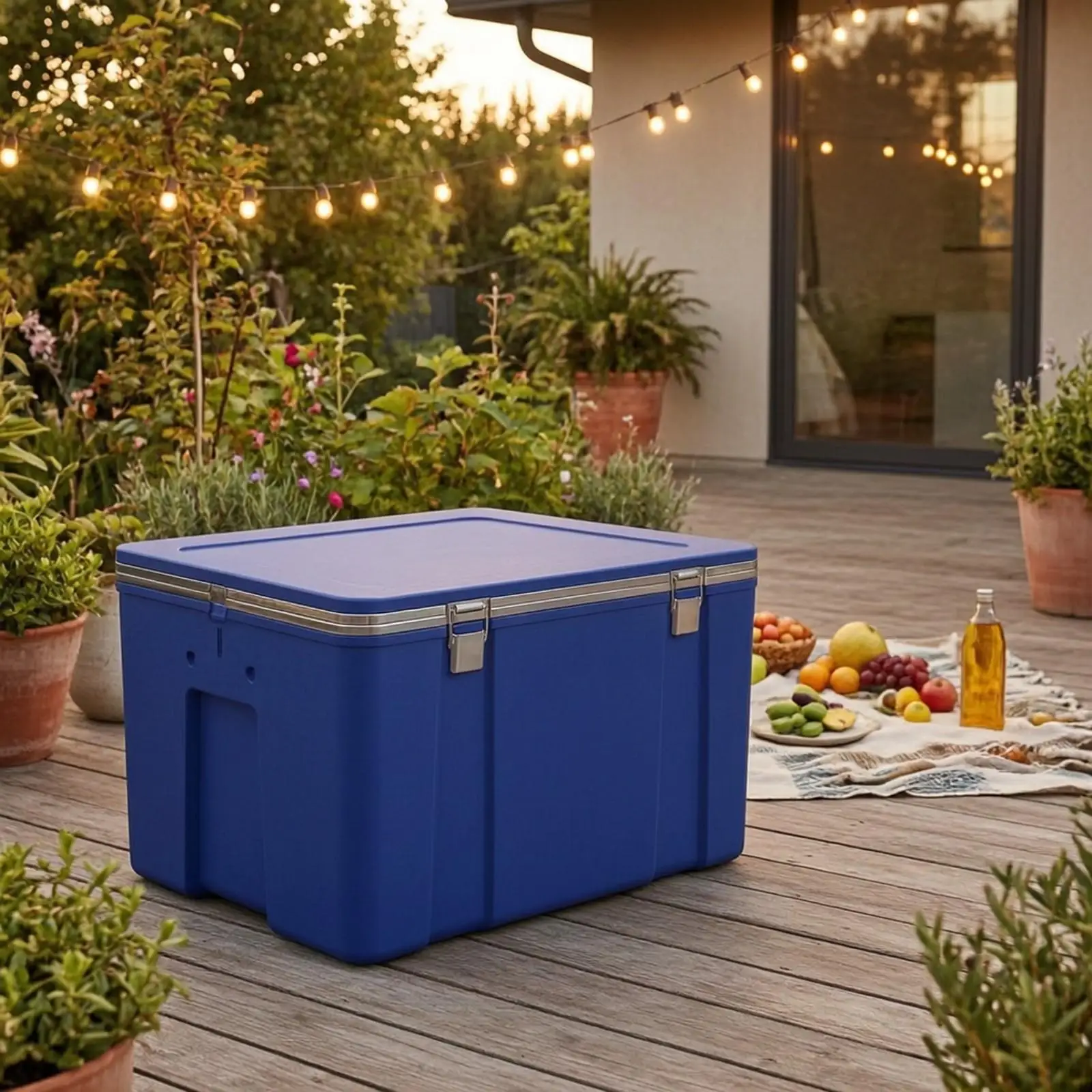 66L Outdoor Portable Cooler Ice Box for Camping Picnic Beach Party with Wheels and Drain Plug view 5