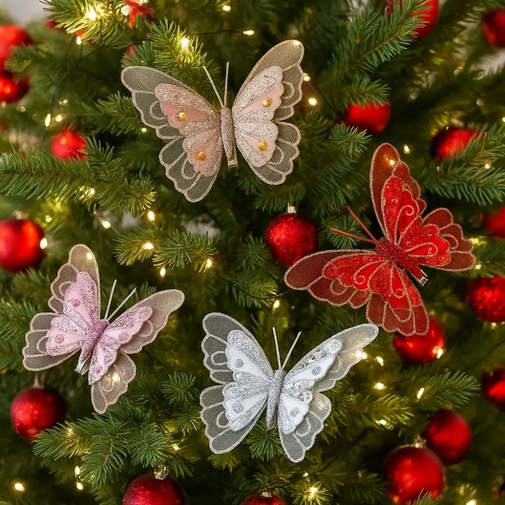 

Sequins Christmas Butterfly Pendant Hollow-out Simulation Artificial Butterfly Glitter Colorful Butterfly Tree Decoration