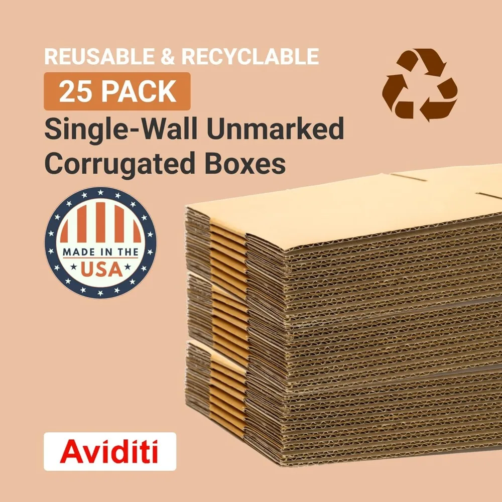 Large Cardboard Boxes 17.25 x 11.125 x 8.75 Inches - Pack of 25 | Bulk Cardboard Storage Boxes