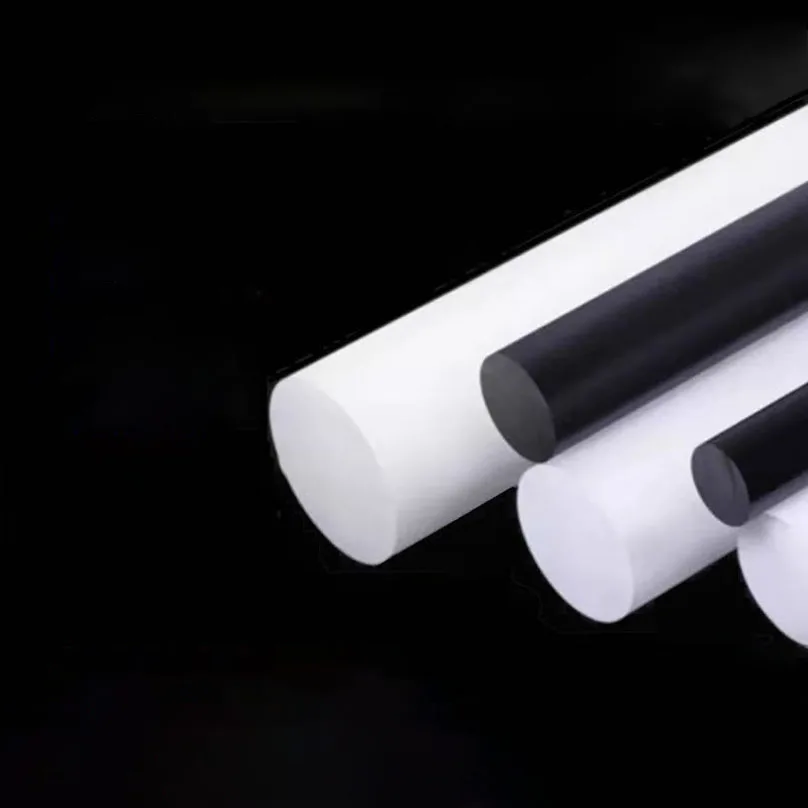 قضيب PTFE من البوليستر الأبيض رباعي فلورو إيثيلين، قطر 8-70 مم PTFE قضيب دائري صلب