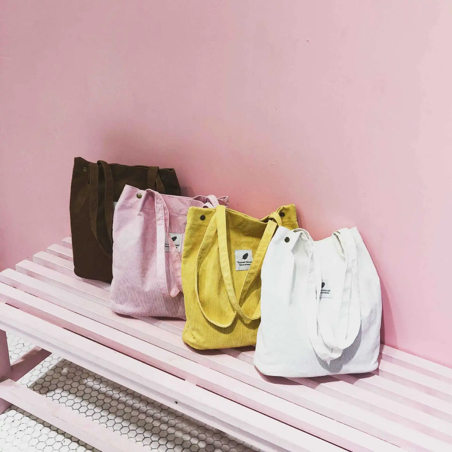 Corduroy Shoulder Bag Reusable Shopping Bags Casual Tote Female Women's Bag for Dropshipping 2024 Designer Handbag