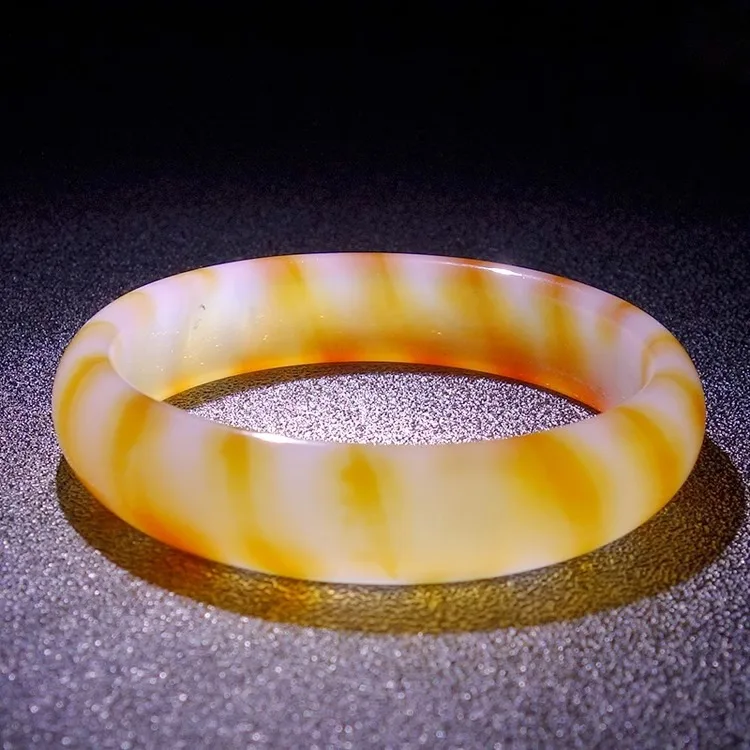 

Natural Agate Bangle Women Healing Gemstone Fine Jewelry Genuine Yellow Striped Agate Bangles Bracelet For Girlfriend Mom Gifts