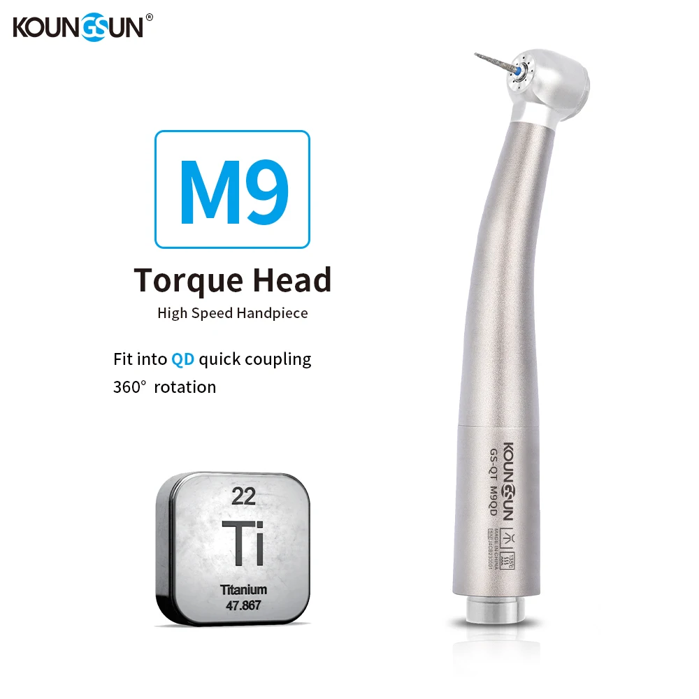 

Fit QD Coupling Titanium Dental Air Turbine Torque head 4 Water Spray Ceramic Push Button High Speed Handpiece