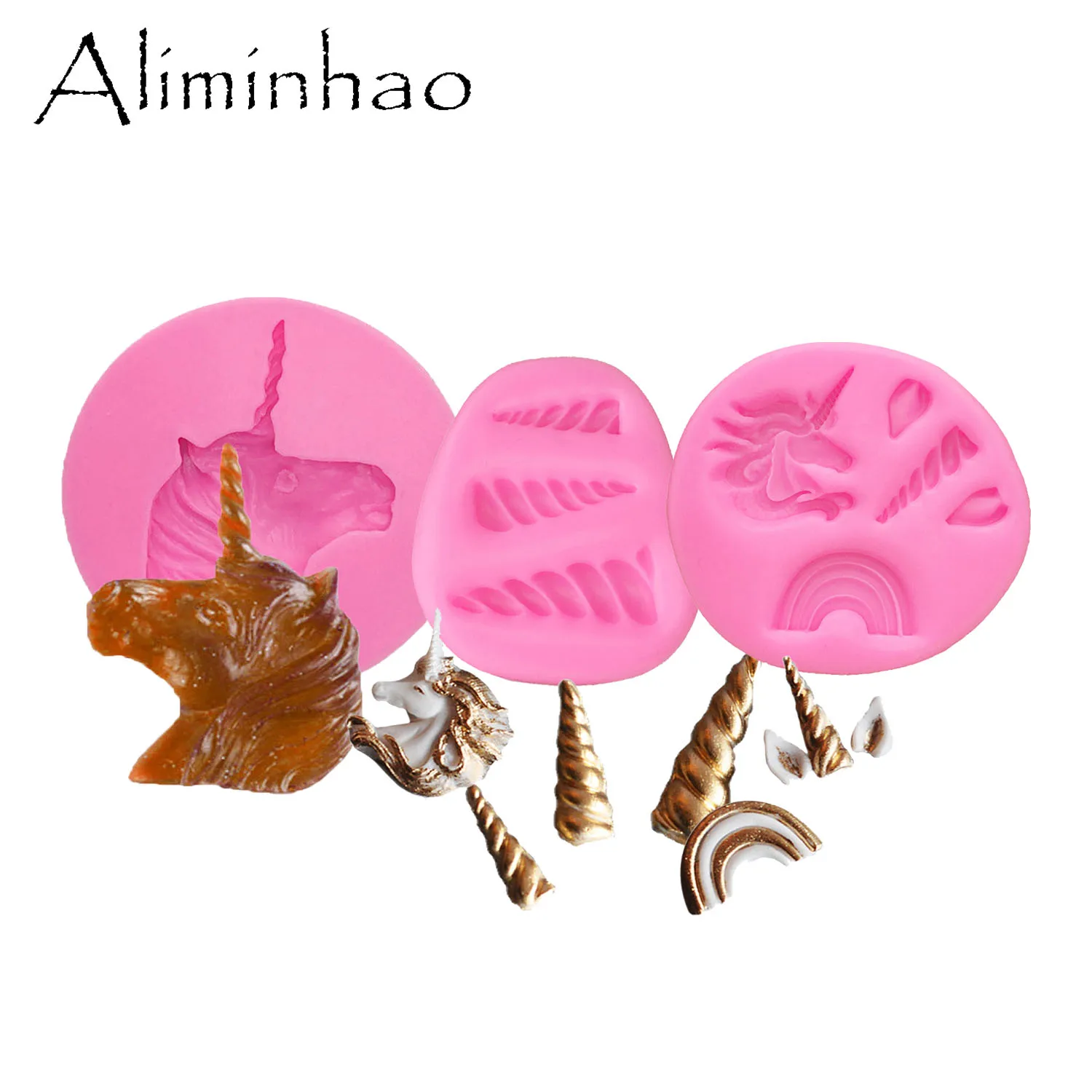 B0364 Silicone Unicorn Polymer Clay Fondant Molds For Birthday Cake Decoration Gum Paste Chocolate Mold Different Sizes