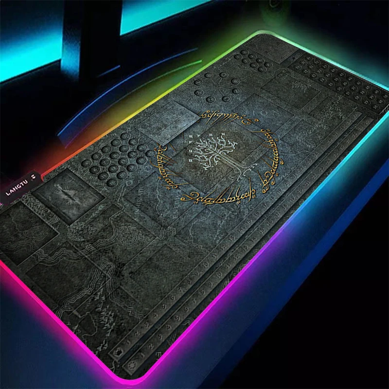 Alfombrilla de ratón RGB con retroiluminación, 90x40cm, T-The Lord of the Rings, accesorios para videojuegos, alfombrilla LED para ratón, alfombrilla para teclado, alfombra para escritorio