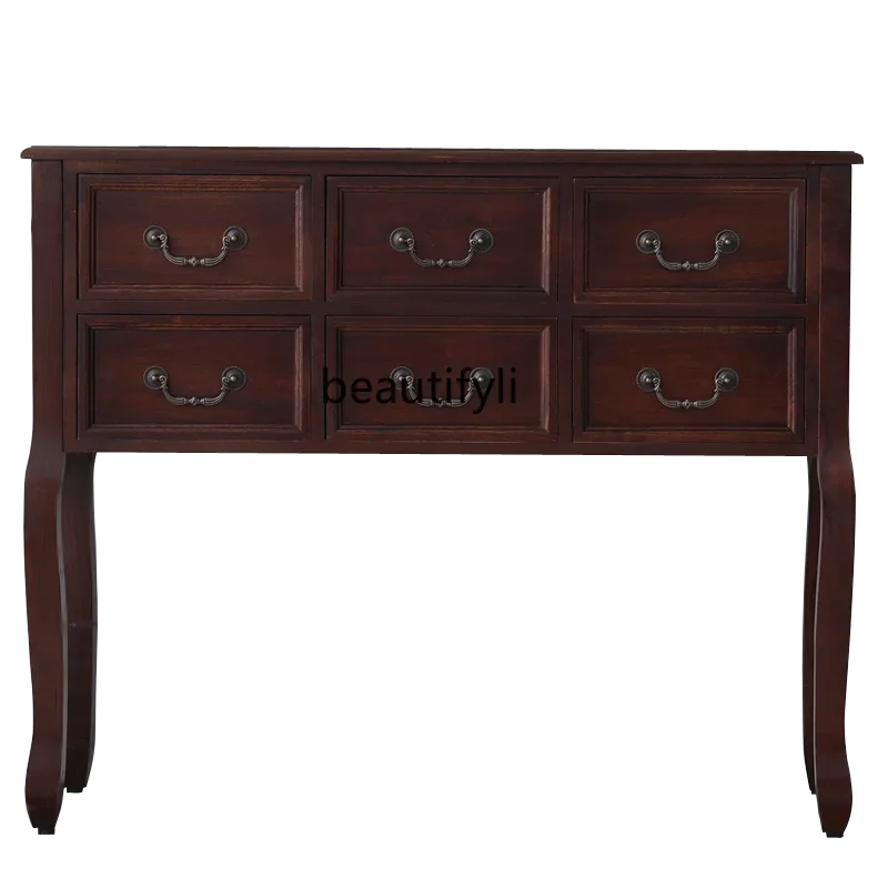 

American-Style Solid Wood Chest of Drawers Bedroom Storage Cabinet European-Style Locker Console Sideboard Cabinet