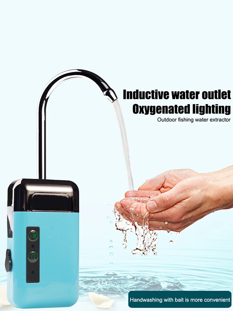 Pompa d'aria per ossigenazione Pompa d'acqua per ossigeno da pesca portatile Sensore intelligente Luce a LED a risparmio energetico per accessori da esterno