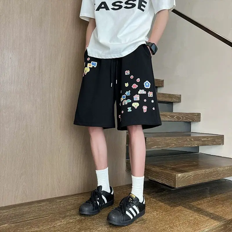 

American Cartoon Print Sports Shorts for Men Summer Lightweight Outdoor Dopamine Wide Leg Casual