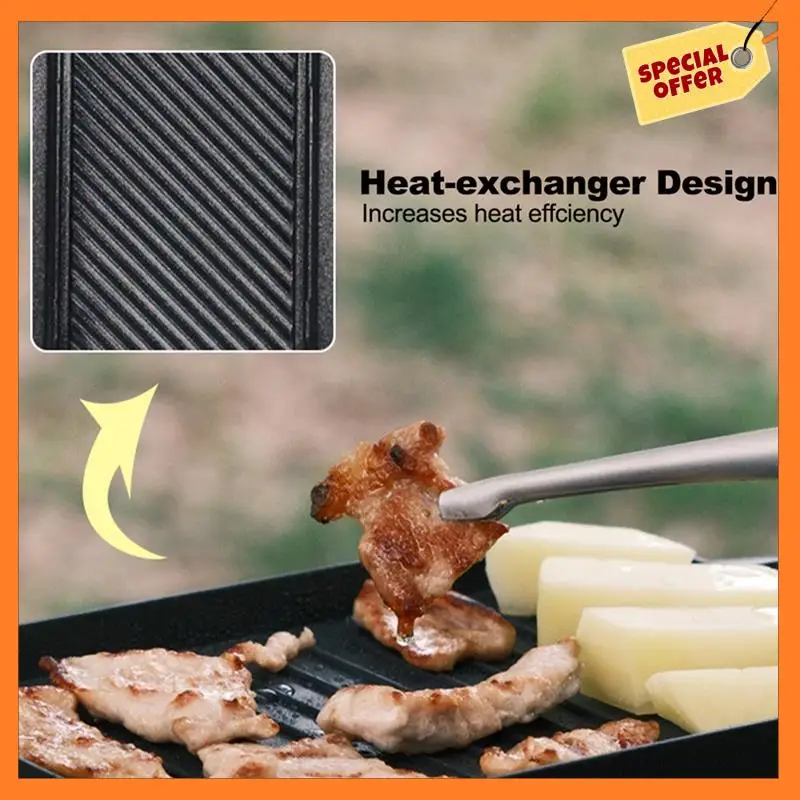 

AD08-Mini Grill Pan Set Thickened Heat-Resistant Non-Stick Rectangular Grill Multi-Function Outdoor Camping Grill Pan